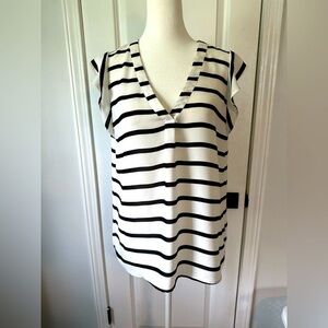 LOFT Black and White Striped Blouse